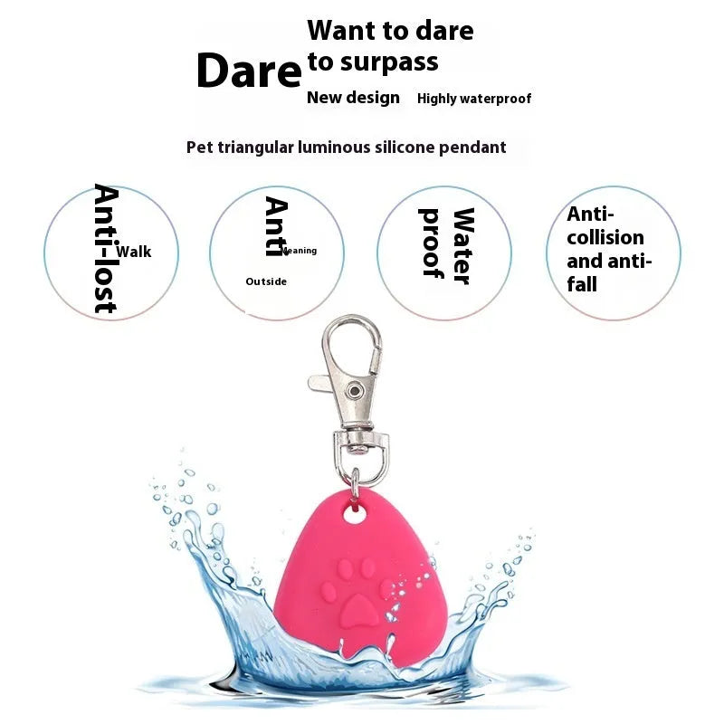 Silicone triangle-shaped light-up pendant ornament for pet collars in assorted colours