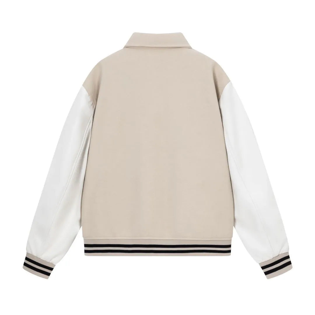 Embroidered woolen jacket with bone motif in apricot colour showing cotton fabric construction