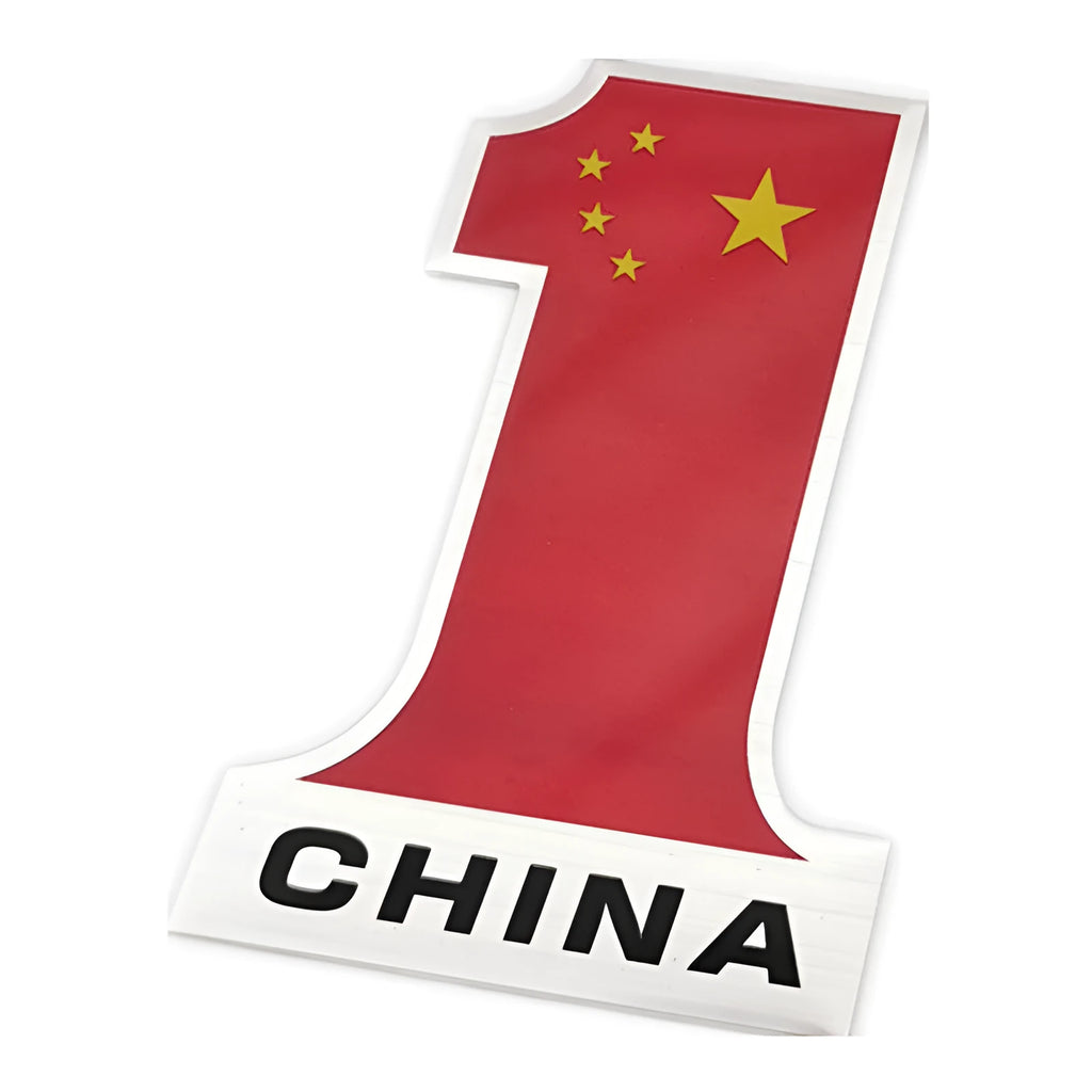 3D metal aluminium alloy national flag car sticker in 12cm x 8cm size, showing raised flag design on car door