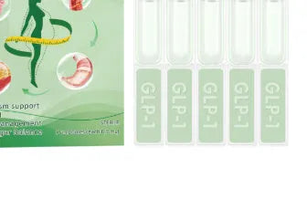 Box of abdomen slimming and firming drops showing 50g content with 5 pieces