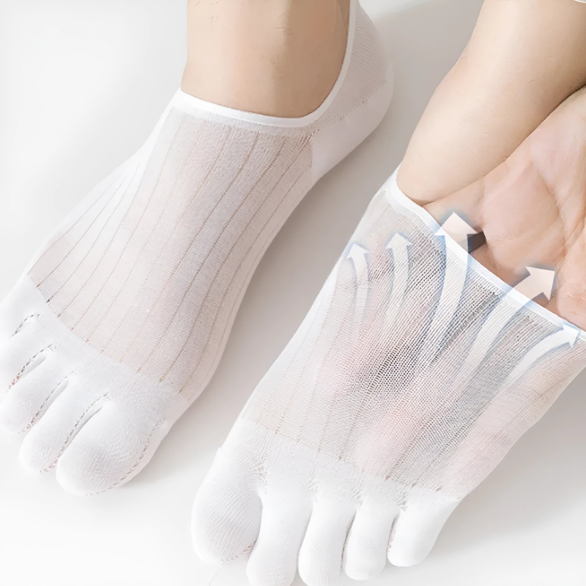 Modal cotton five-finger ultra-thin boat socks in black, white, khaki, light grey, and dark grey