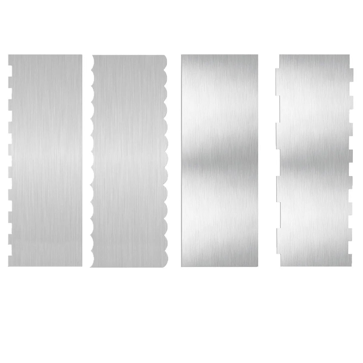 Stainless steel cake scraper with geometric polygon patterns for cake decorating