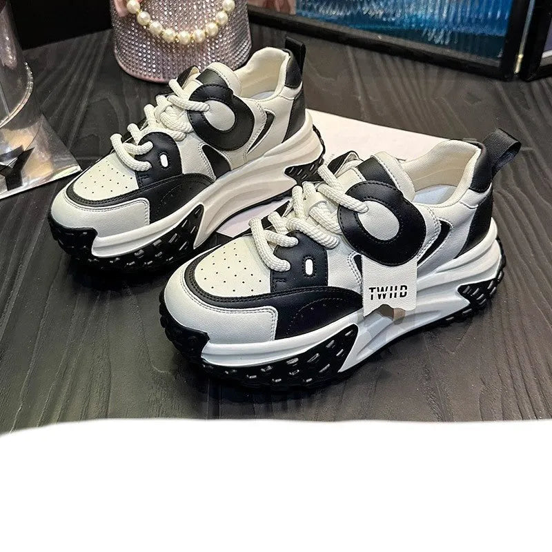 Leather sports casual shoes with thick rubber soles in multiple colour options