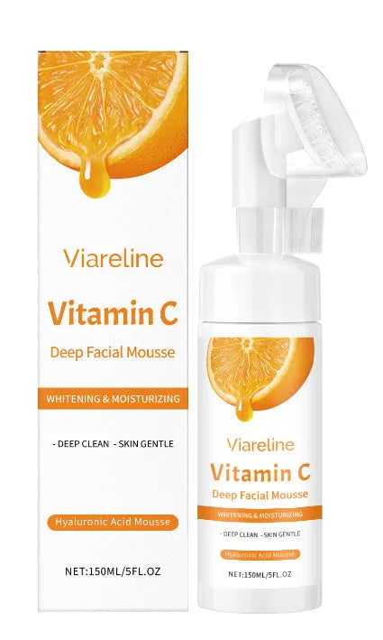 150 ml vitamin C brightening cleansing mousse bottle with hyaluronic acid and aloe extract