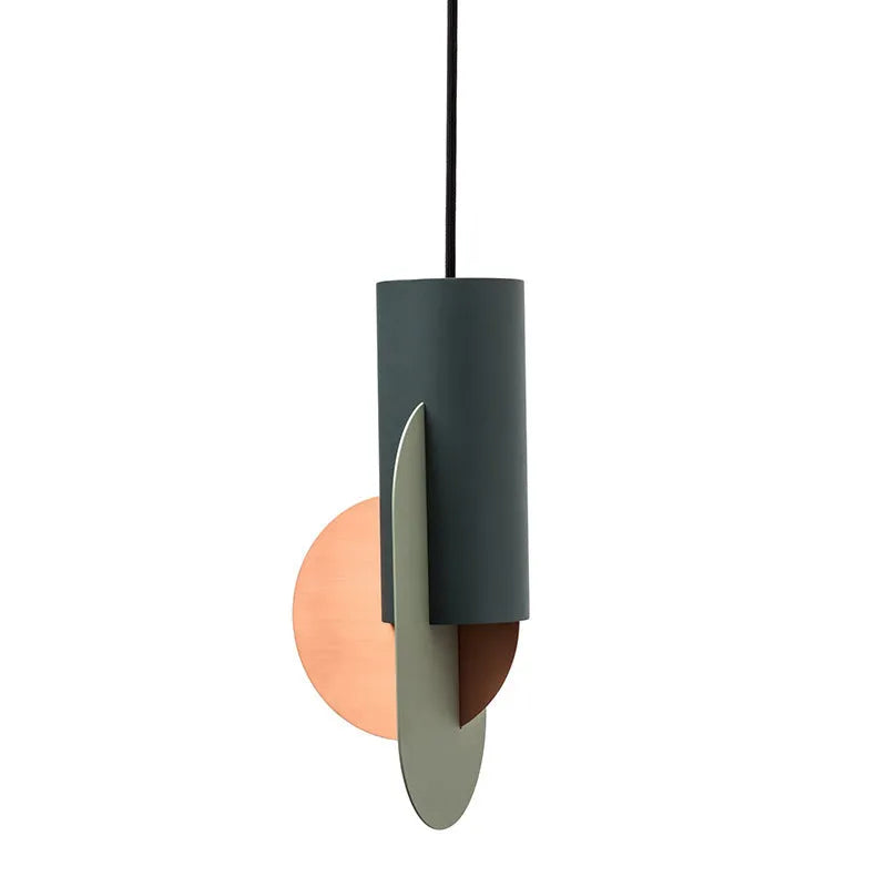 Nordic creative single head small iron LED chandelier in white grey pink, 250x500mm
