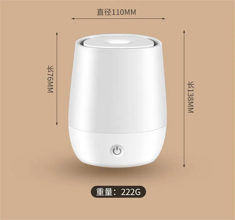 White USB aroma diffuser with flame effect lighting and water tank for essential oils