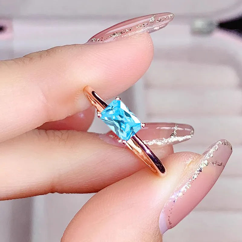 Sapphire blue zircon bracelet ring with geometric oval and heart design on copper base