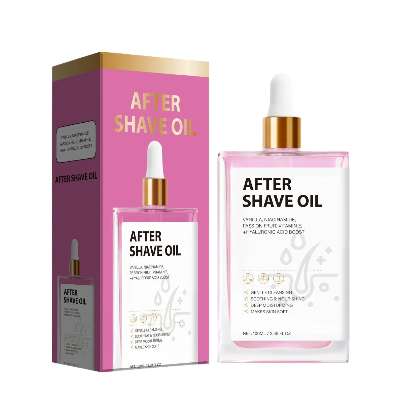 Men's aftershave oil bottle containing 100ml of moisturising oil for post-shave skin care with FP-A021 style classification