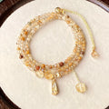 Women's multi-layer bracelet with caramel citrine stones and gold electroplated three-circle design