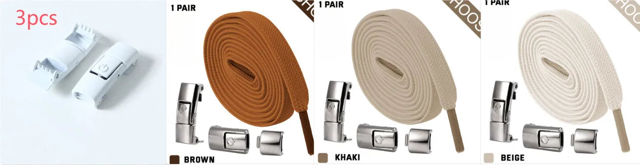 Press lock elastic no tie shoelaces with 8mm widened flat design and buckle fastener