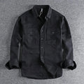 Men's loose fit long sleeve shirt overall in polyester fabric showing cardigan style and colour options