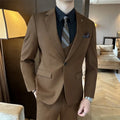 Men's slim fit business formal wear jacket in dark green, made from chemical fibre blended fabric.