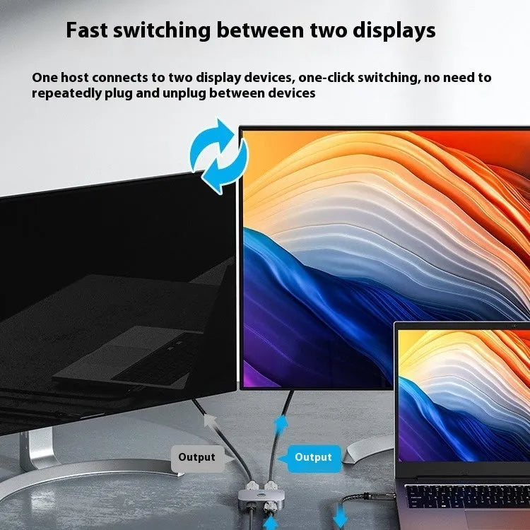 Grey alloy computer audio video converter for HD television connections with cable separator design