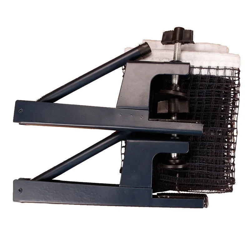 Table tennis net post set with universal large clips and grid frame in indoor open grid table colour