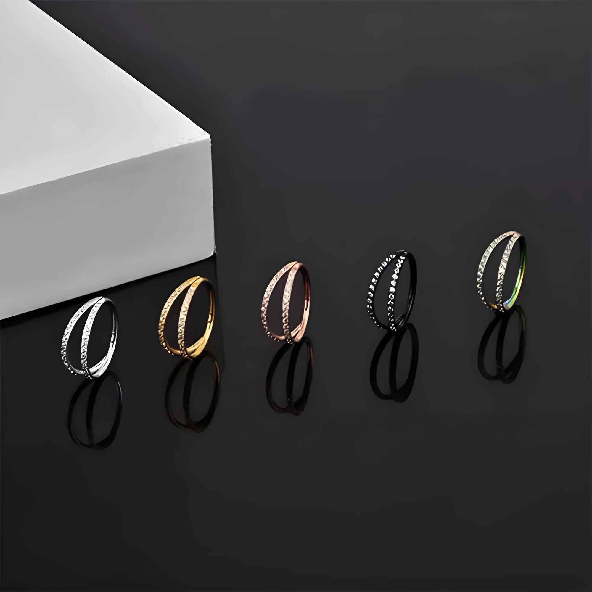 G23 titanium alloy nose ring earrings with zircon crystal treatment in steel or gold colour