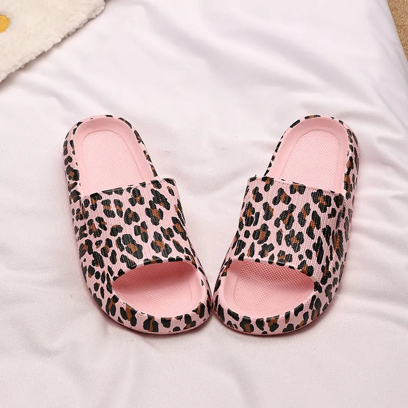 Women's leopard print EVA slippers with thick sole in multiple animal print colour options