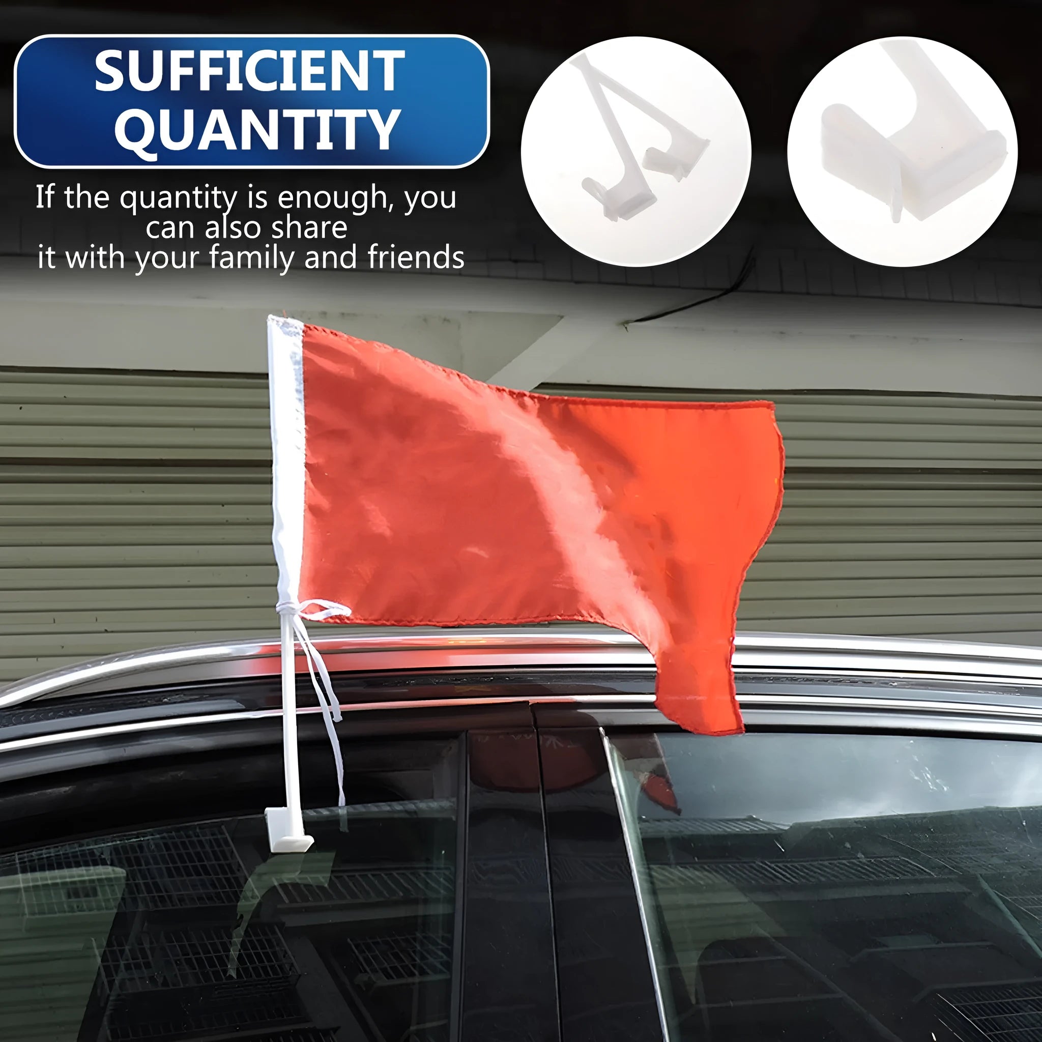 White PP plastic car window flag pole holder clip with ten poles.