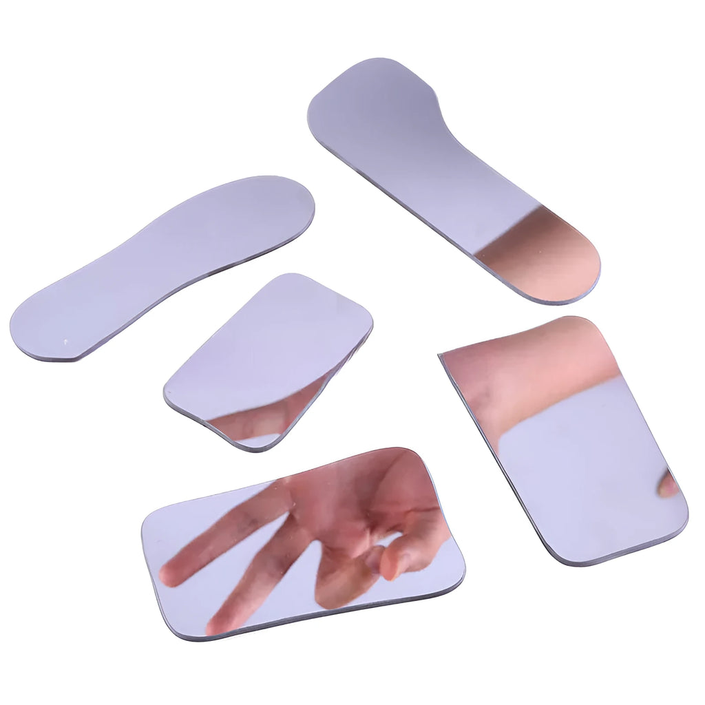 Five glass dental reflectors for orthodontic and intraoral examination use