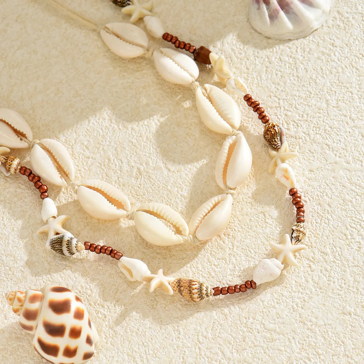 Women's geometric shell necklace with handmade pendant on regular chain, colour X1900