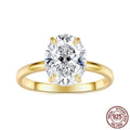 35 karat oval cut zircon engagement ring in silver finish with electroplated surface, women's geometric ring
