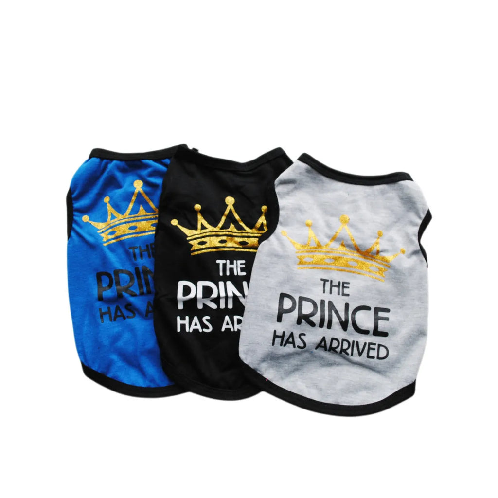 Cotton dog vest for puppies in various colours including black, blue, pink, and grey