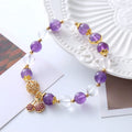 Purple crystal bracelet with a micro-inlaid cherry flower design for women.