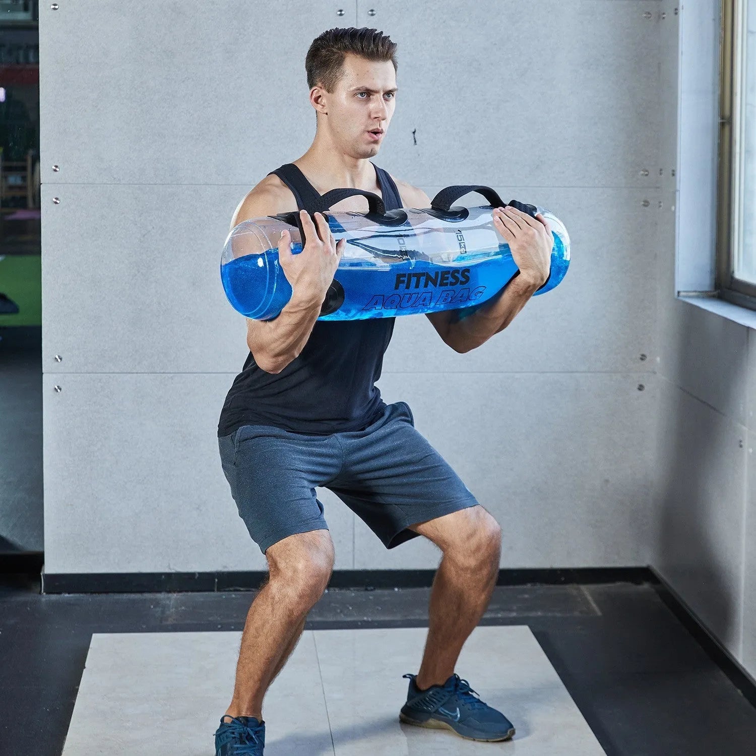 Transparent PVC inflatable water weight bag for strength training with visible water filling