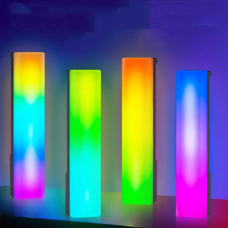 Black and white 3D RGB music-activated table lamp with USB cable