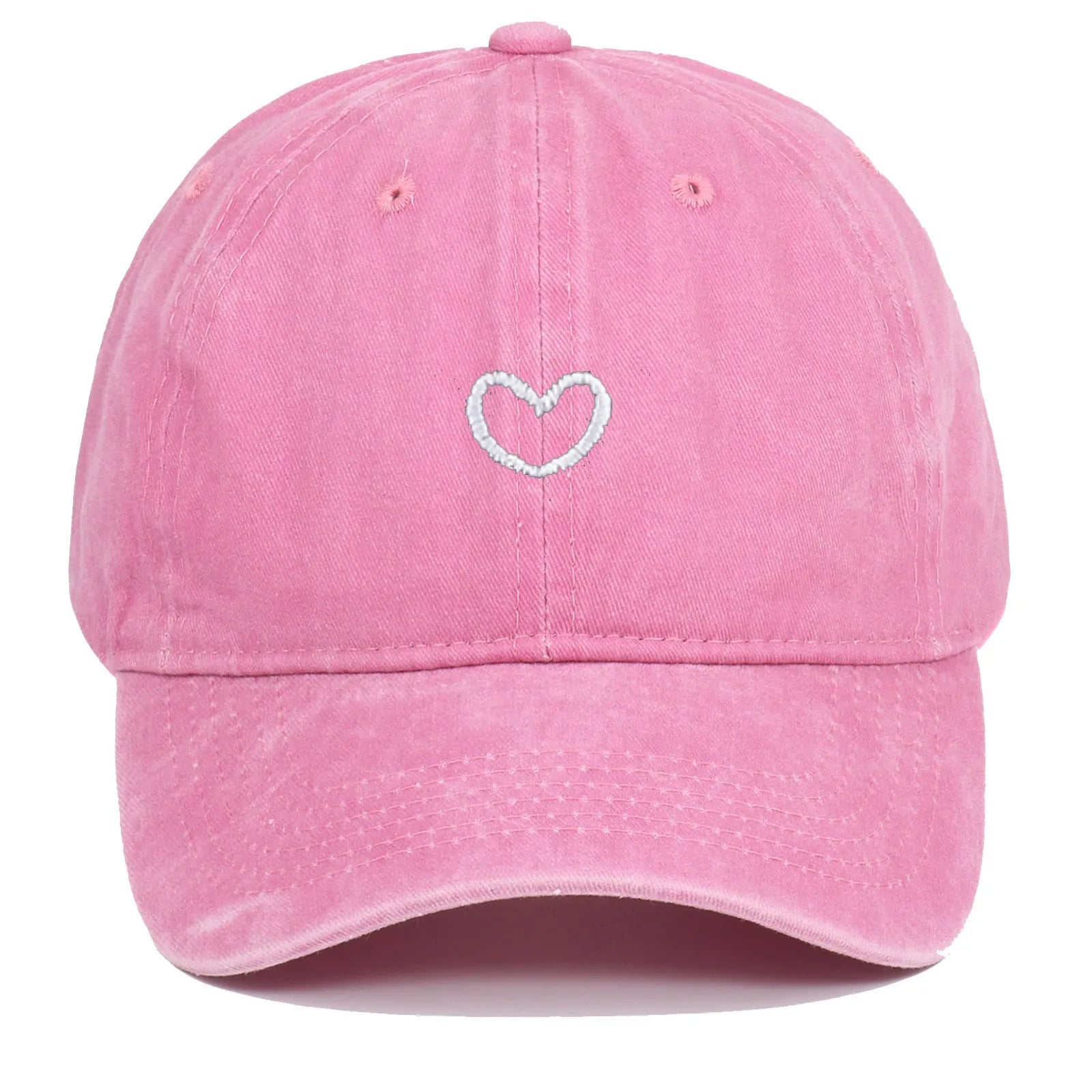 Artistic retro small love embroidered soft top cotton peaked cap in adjustable size.