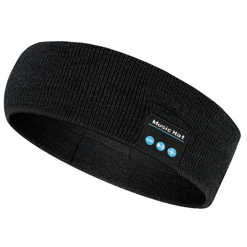 Bluetooth 5.4 eye mask sports headband with removable scarf attachment in black colour