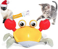 Blue or red crawling crab interactive dog toy with lights on hard floor