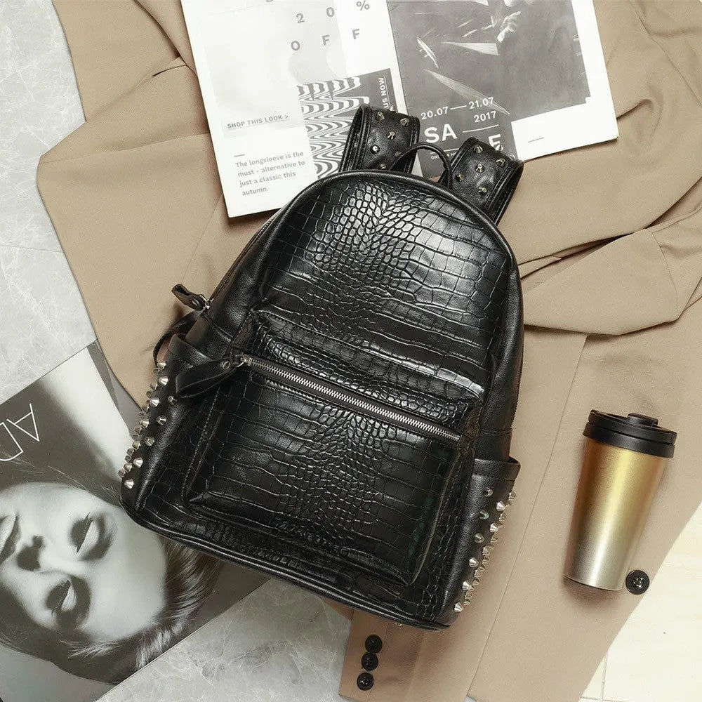 Black waterproof computer schoolbag with PU leather construction and 36-55 litre capacity