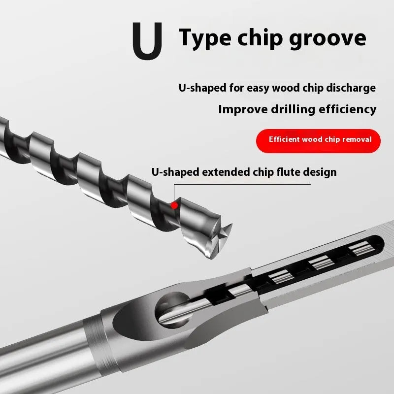 Square hole drill bit woodworking tool with 12.7mm carbon steel sleeve and core set