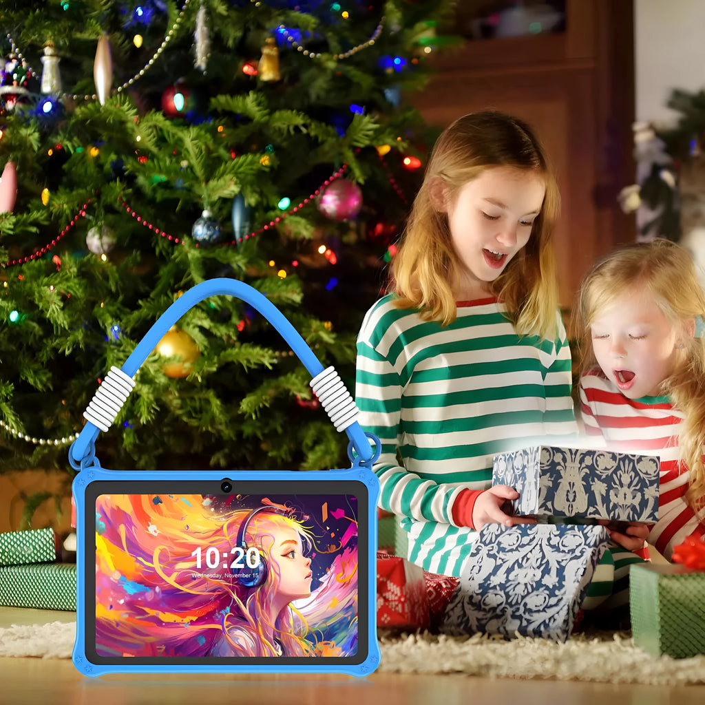 7-inch children's tablet silicone protective case with carrying strap in sapphire blue colour