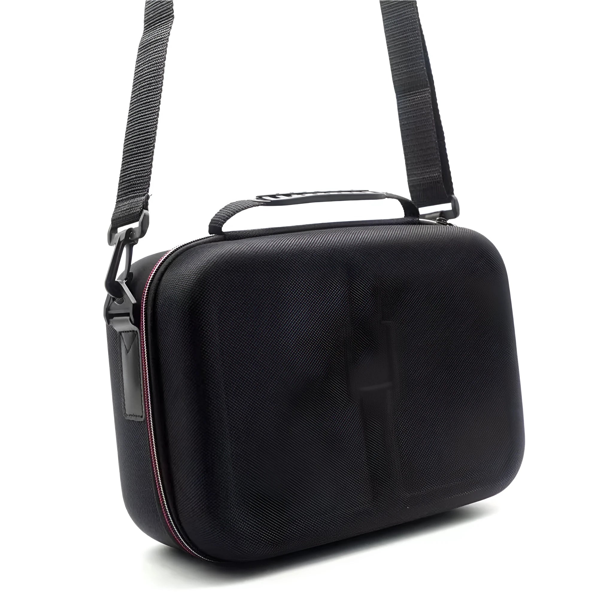 Black EVA game console accessory storage box bag with organised compartments for controllers and cables