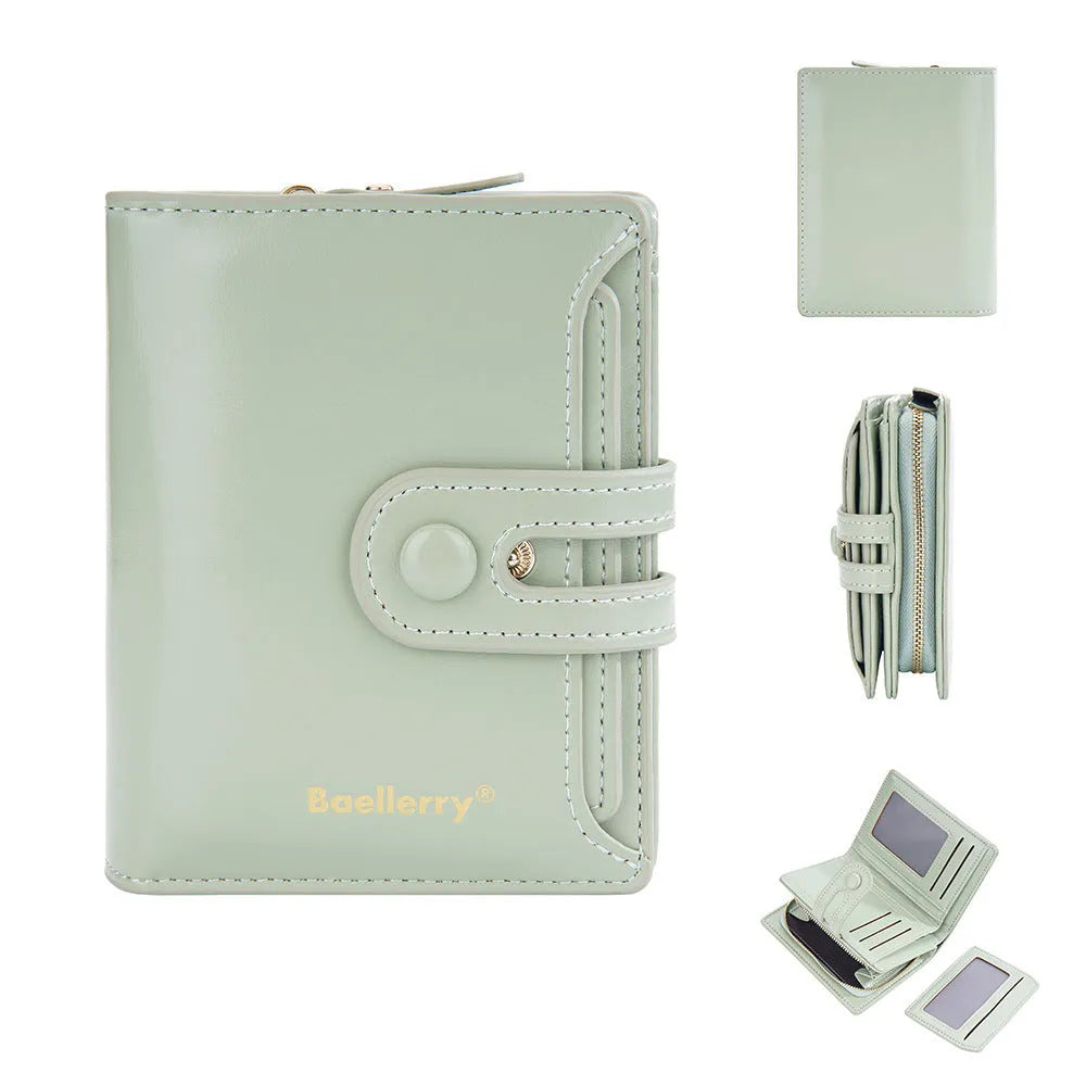 Slim PU leather women's wallet card holder for coins and notes in multiple colour options