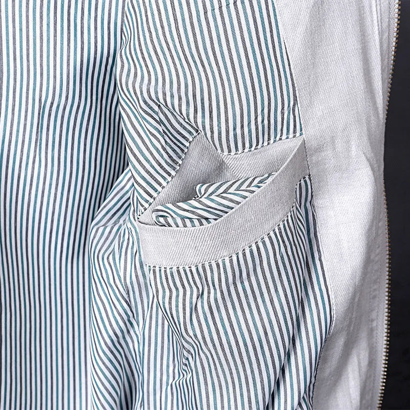 Men's thin regular-fit cotton jacket in heather grey, shown on a hanger.