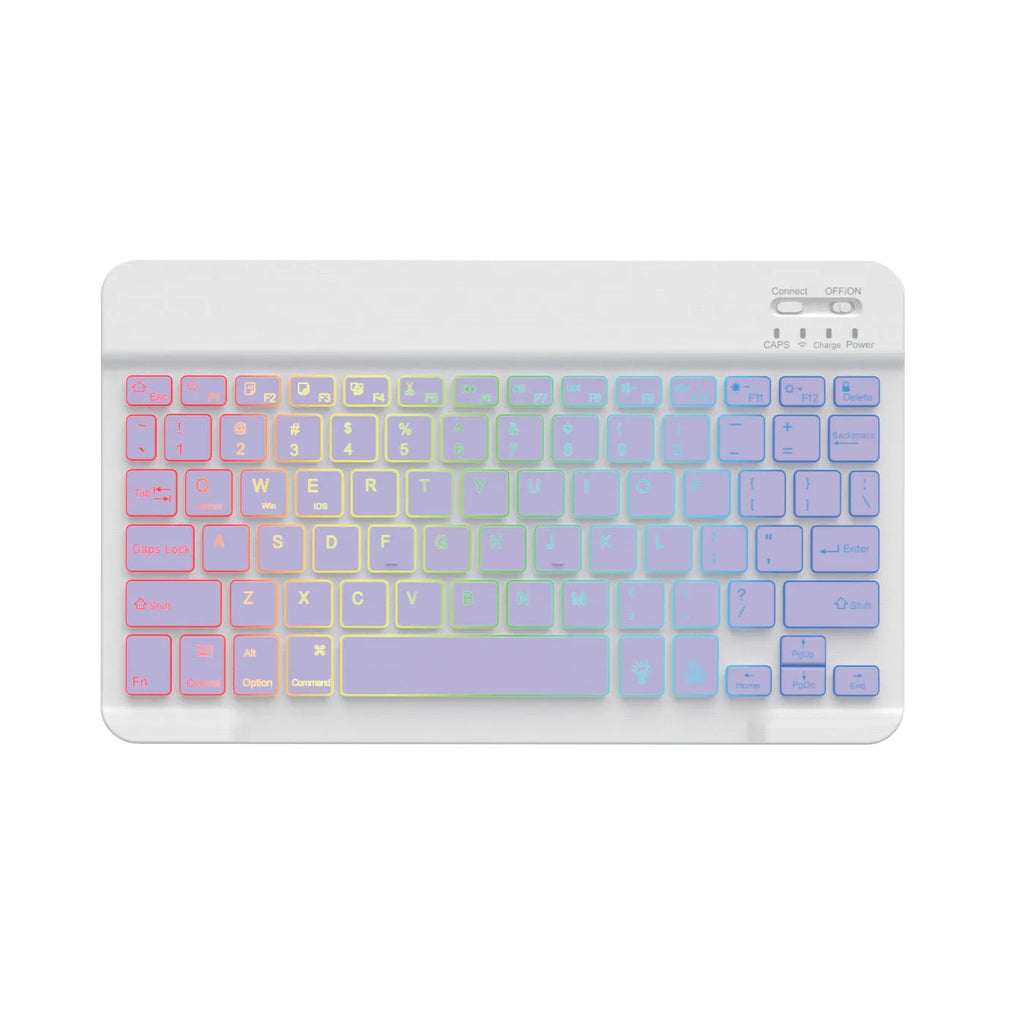 10-inch backlit Bluetooth keyboard with colourful light options for mobile phone and tablet connection