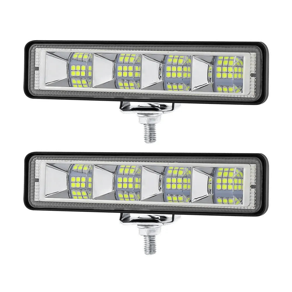 Set of four rectangular aluminium LED work lights for car and truck modification