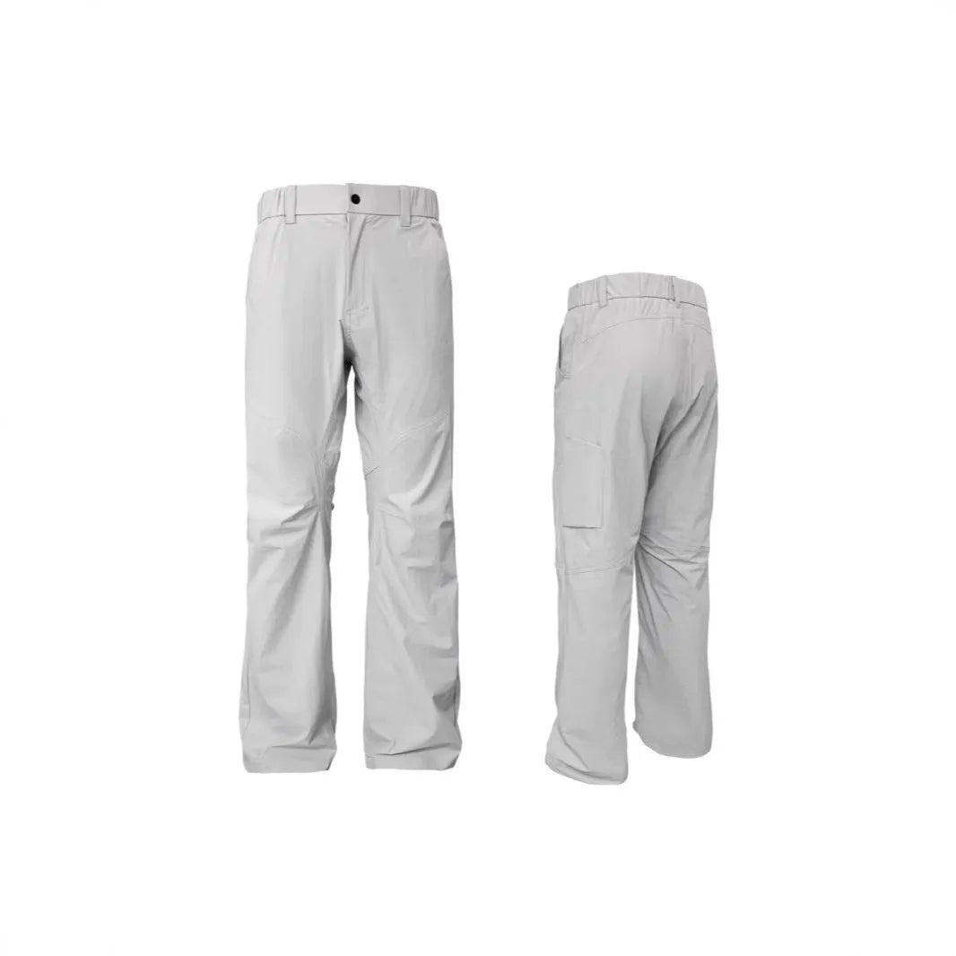 Straight cut casual trousers in chemical fibre blend fabric with elastic waistband in Army Green colour