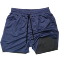 Men's camouflage print double-layer sports shorts in quick-dry fabric