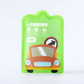 Disposable children's rain poncho folded to 13x9cm size in sealed bag packaging with colour options display