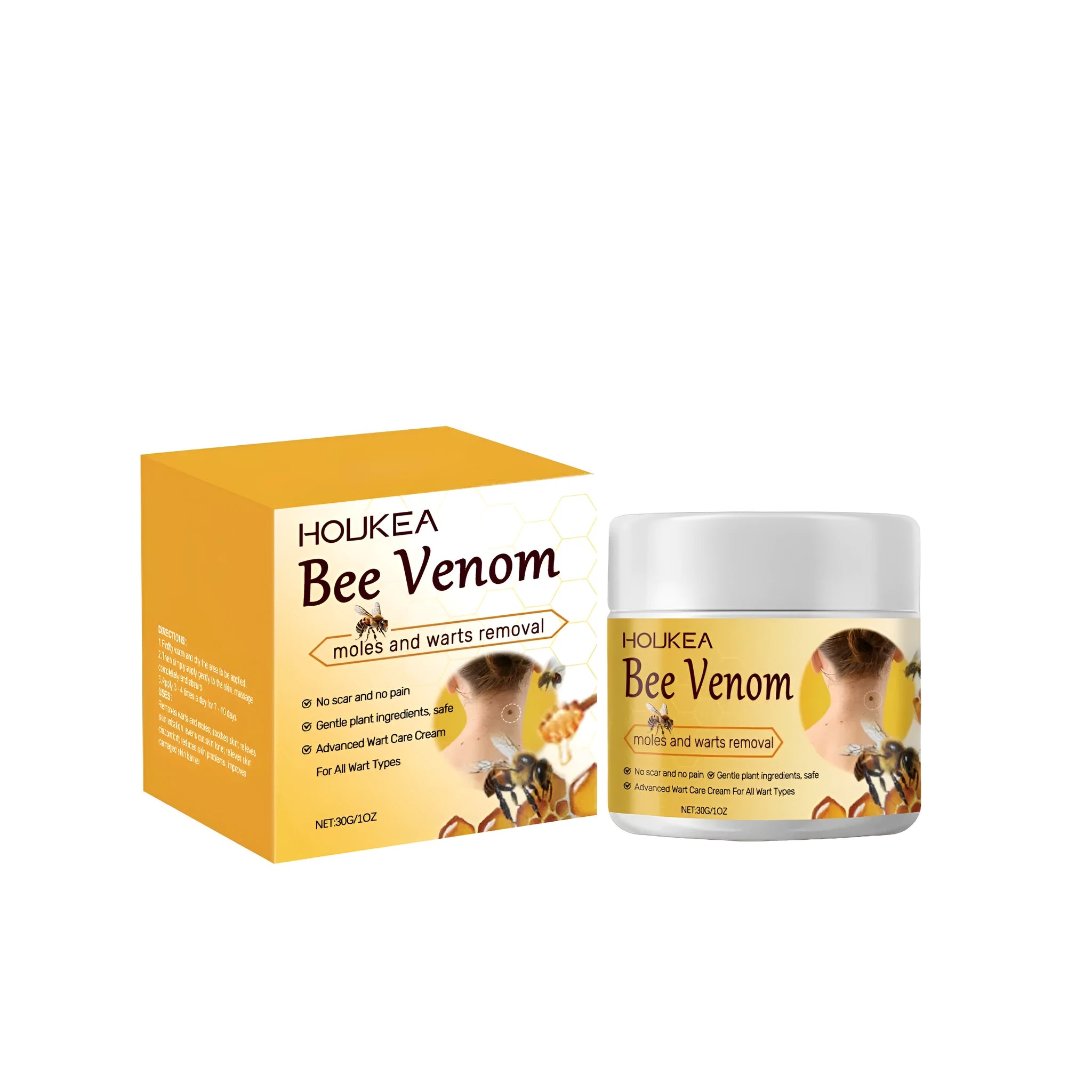 30g pot of multi-effect skin repair cream with bee venom and mint leaves.