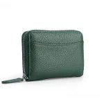 Genuine cowhide leather coin purse with zip closure in multiple solid colours