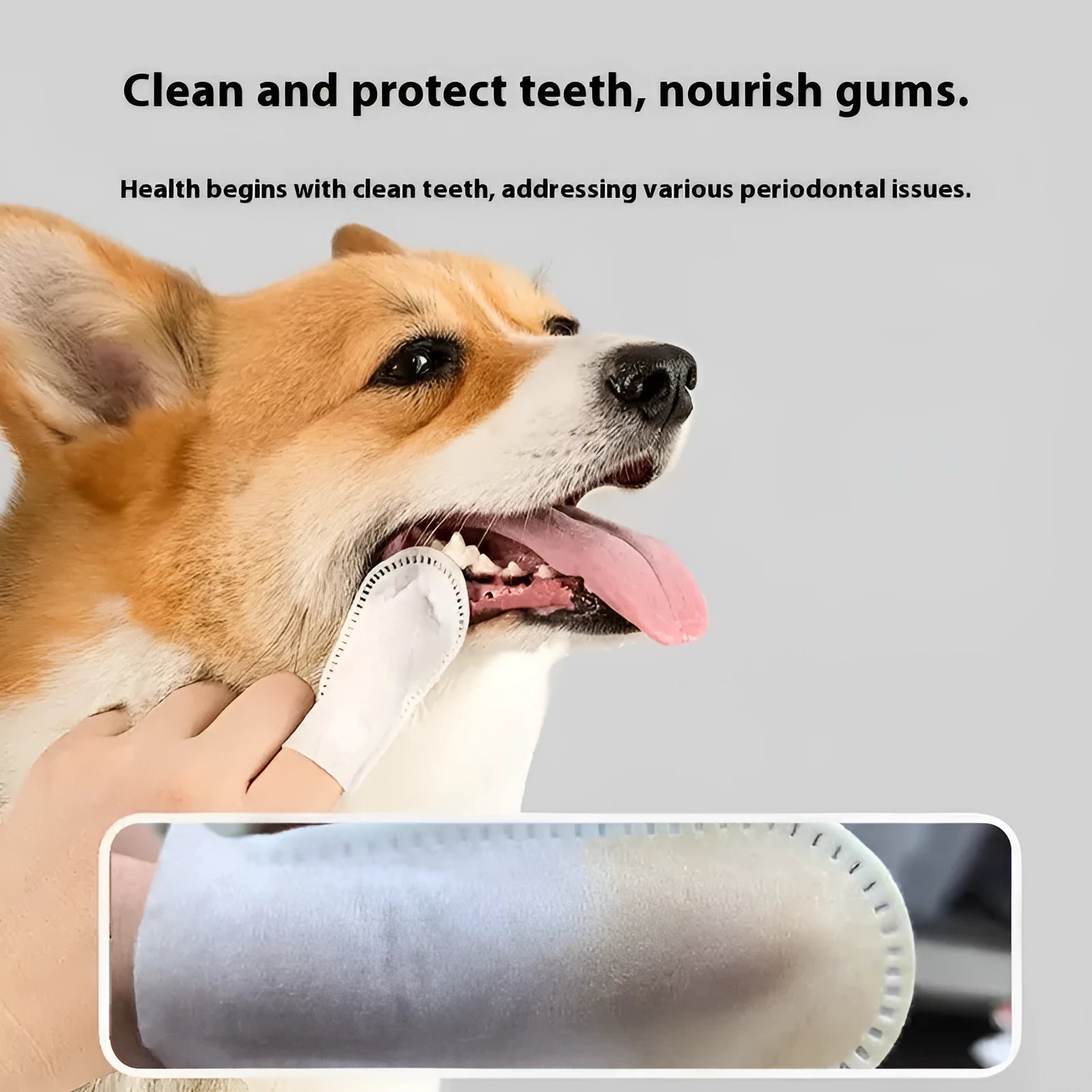 Pack of 50 soft non-woven fabric finger stalls for cleaning pet teeth.