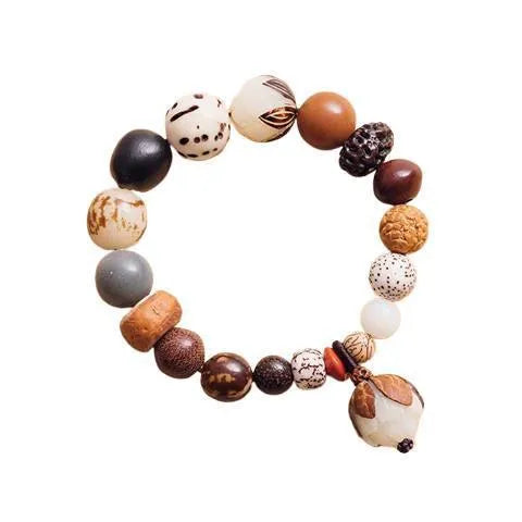 Women's 18-seed Bodhi beads bracelet with geometric design and 16cm circumference