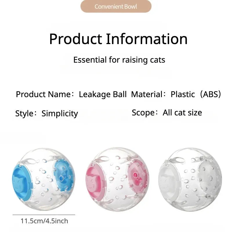 Blue, pink and white slow feeding ball for cats and dogs with 11.5cm diameter