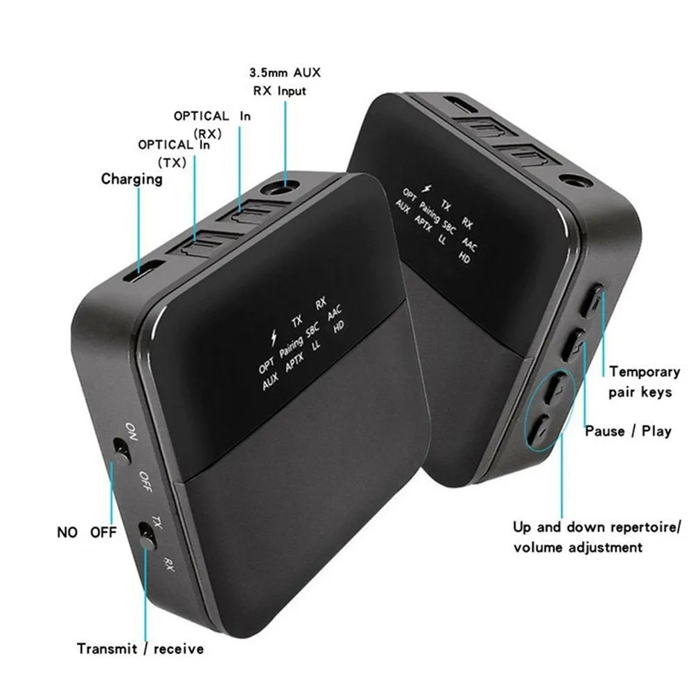 Two-in-one B20 Bluetooth adapter receiver with CSR8675 chip, SPDIF and I2S interfaces, black colour