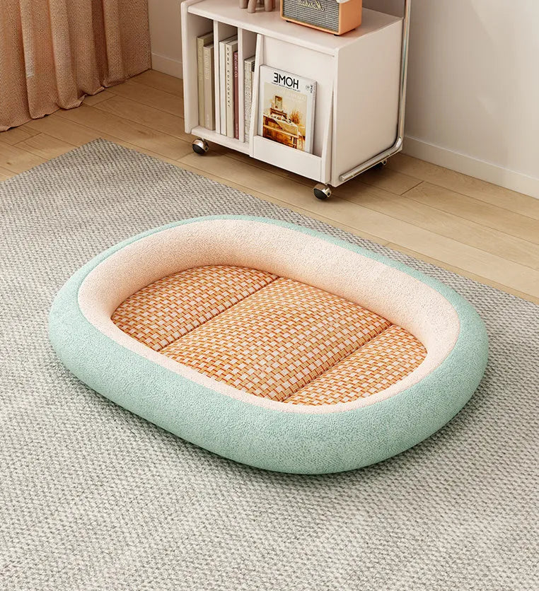 Removable cover cotton-filled pet bed in various sizes and colours for dogs and cats