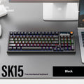SK15 wired mechanical keyboard with control knob in Autumn Water Blue colour on desk